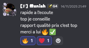 Capture de l'avis laissé par Mxniah