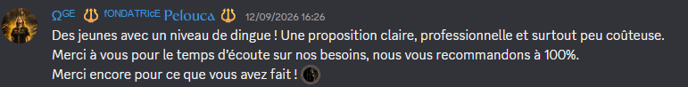Capture de l'avis laissé par Pelouca