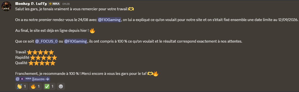 Preuve de l'avis client avec capture du témoignage